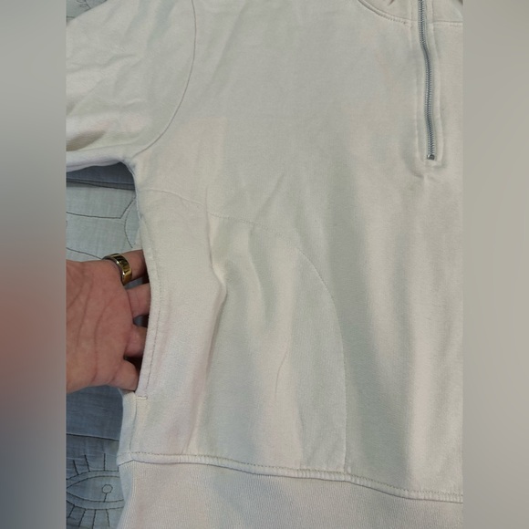 NEW MATE the Label Organic Fleece Half-Zip Sweatshirt — Bone • NWT • Size S - Picture 6 of 13